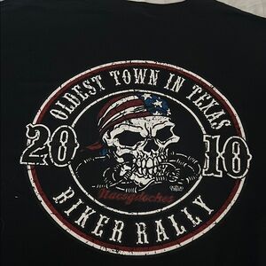 Black Biker Rally Graphic Tee. Pocket Tee